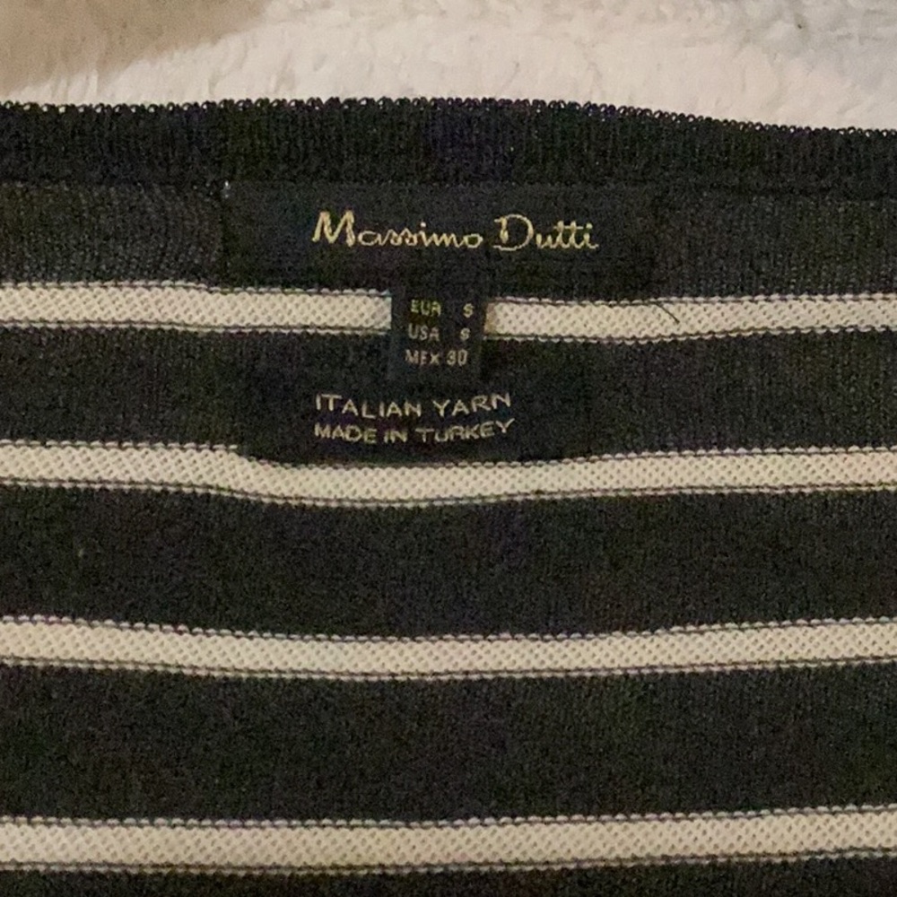 NWOT Massimo Dutti Black & White Striped Top w/ Unique Sleeves That Adjust & Tie - Picture 8 of 8